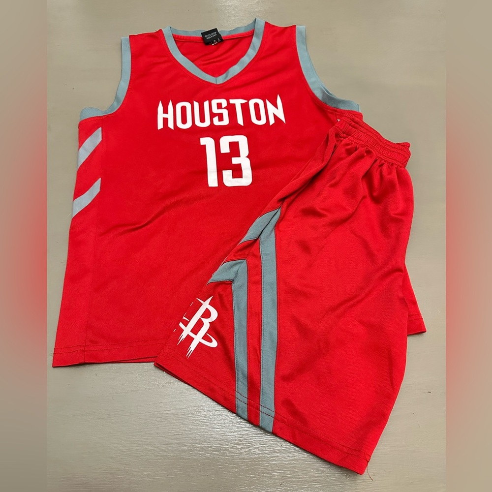 Houston Westbrook/Harden Youth Red Sports Shorts and Jersey Set Basketball YL